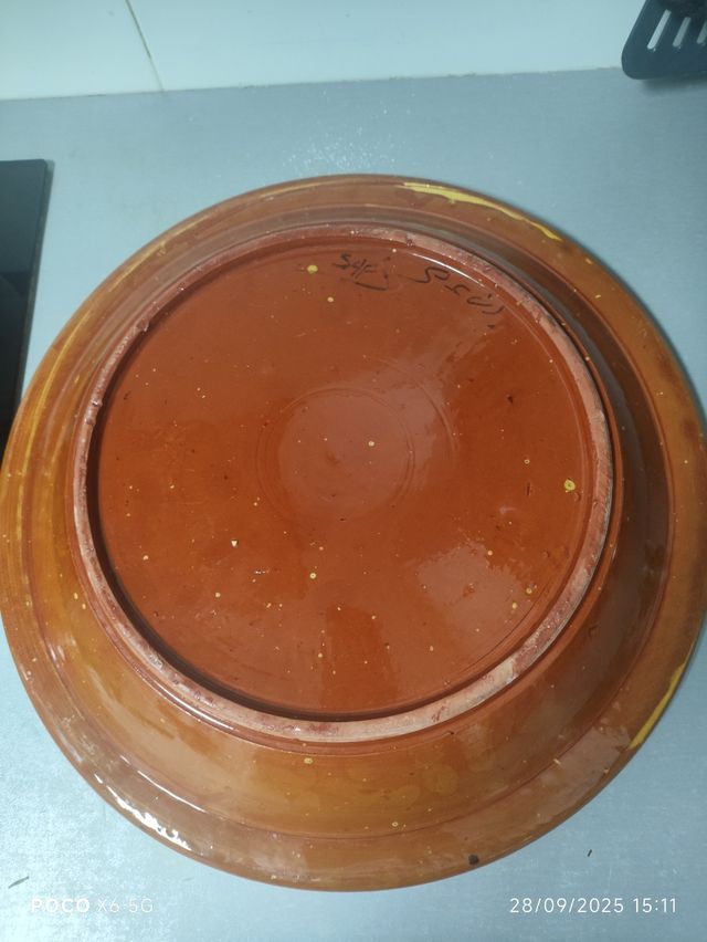 Taza safi artesanal cerámica naranja y amarillo