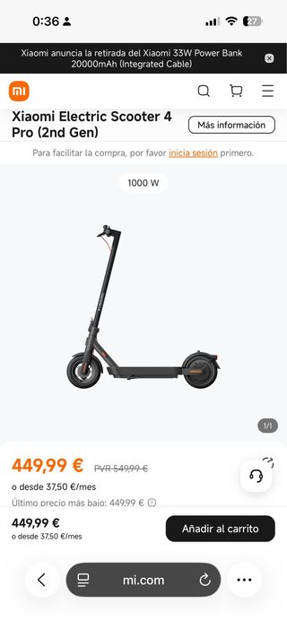 *URGE* PATINETE XIAOMI 4 PRO 2nda GENERACIÓN