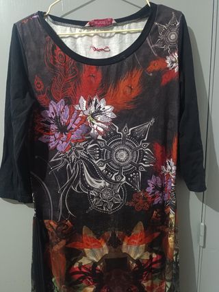 Vestido estampado manga 3/4