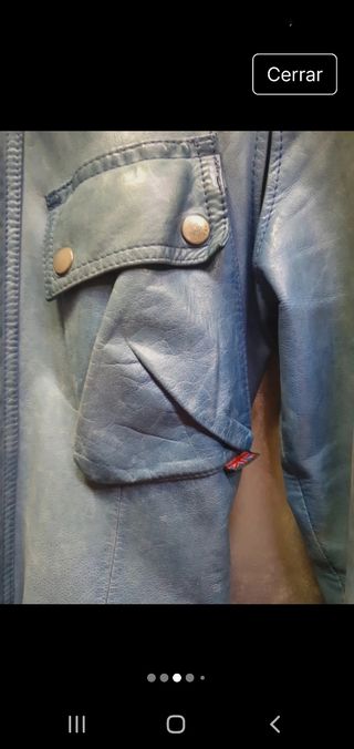 Chaqueta Biker Cuero Azul