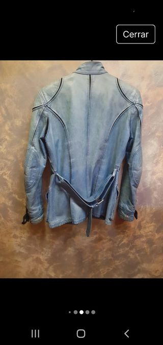 Chaqueta Biker Cuero Azul