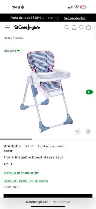 Trona Plegable bbest Rayas Azul