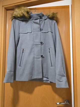 Chaqueta Zara Mujer Gris con Capucha