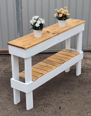 Consola madera rústica blanca y natural