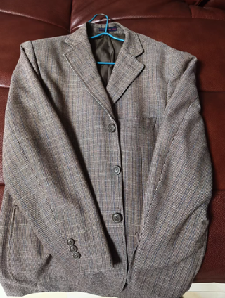 Chaqueta de traje hombre marrón y gris