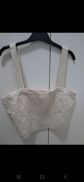Top tirantes tejido beige talla única