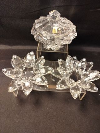 Porta candele e zuccheriera in cristallo