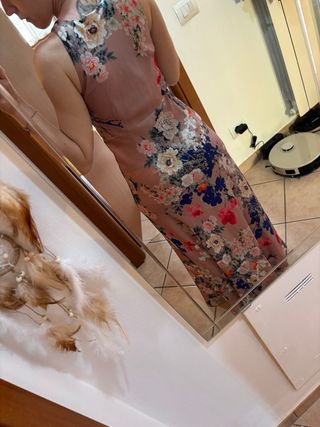 Vestito lungo cerimonia in seta floreale