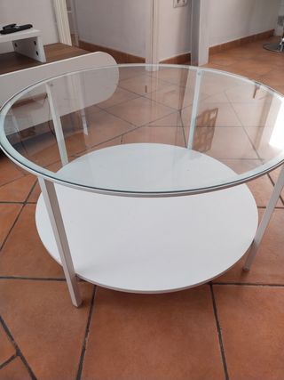 Mesa centro cristal y forja Ikea