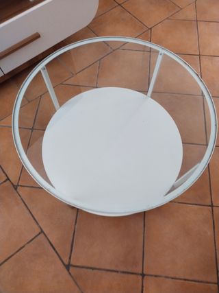 Mesa centro cristal y forja Ikea