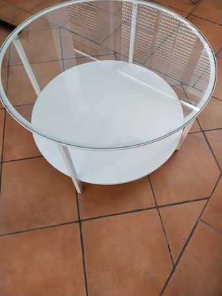 Mesa centro cristal y forja Ikea
