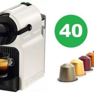 Cafetera Nespresso Inissia Blanca + 40 Cápsulas