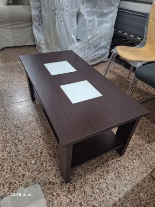 Mesa de centro Ikea madera y cristal