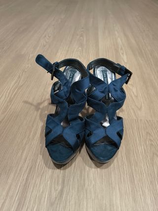 Sandalias Zara Azul Tacon