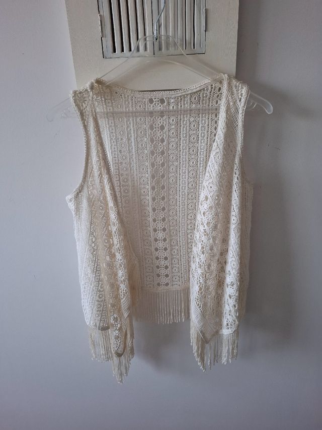 Chaleco crochet flecos talla única