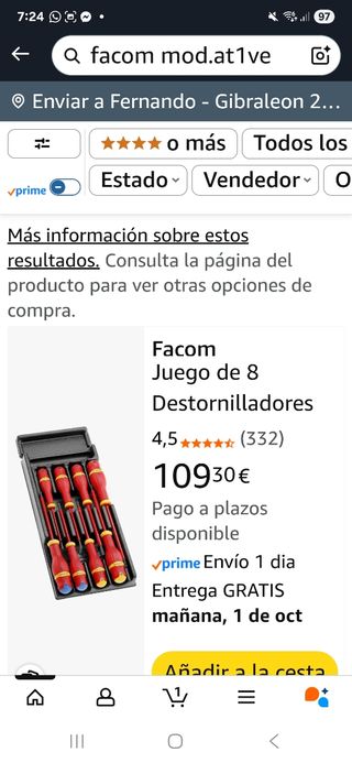 Juego 8 Destornilladores Aislados Facom 1000V