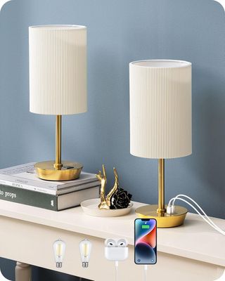 Juego 2 Lámparas LED Táctiles Vintage Doradas