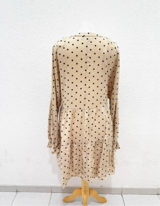 Vestido vintage beige lunares negros XL