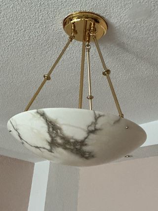 Lámpara de techo mármol y con soporte metal dorado
