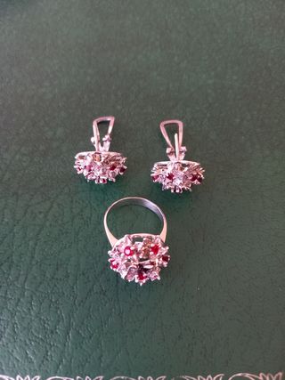 Conjunto anillo y pendientes Plata