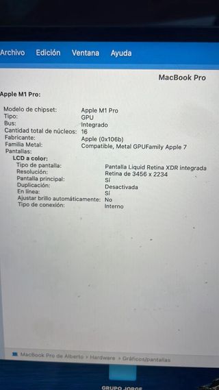 MacBook Pro 16 M1 Late 2021 16 GB RAM