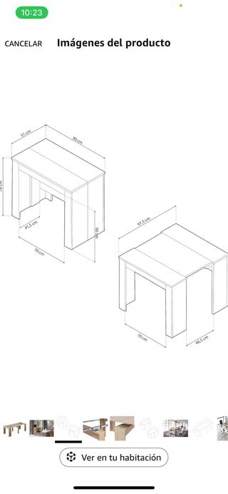 Mesa consola extensible madera 50-235cm