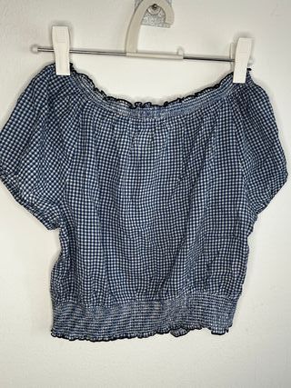Blusa Art C cuadros vichy azul y blanco Talla M