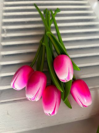5 Tulipanes Madera neon Rosa 33cm