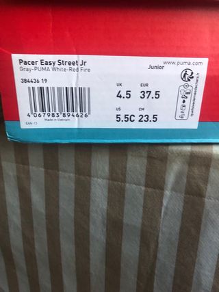 Zapatillas Puma Talla 37.5 Gris/Rojo