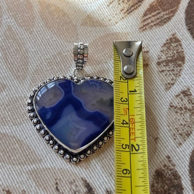 Colgante Corazón Plata 925 Ágata Azul