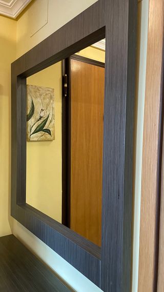 Mueble recibidor madera maciza con espejo