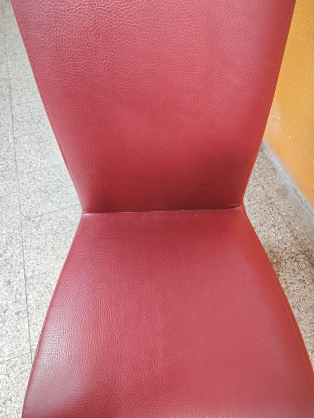 Juego 6 sillas cuero granate comedor