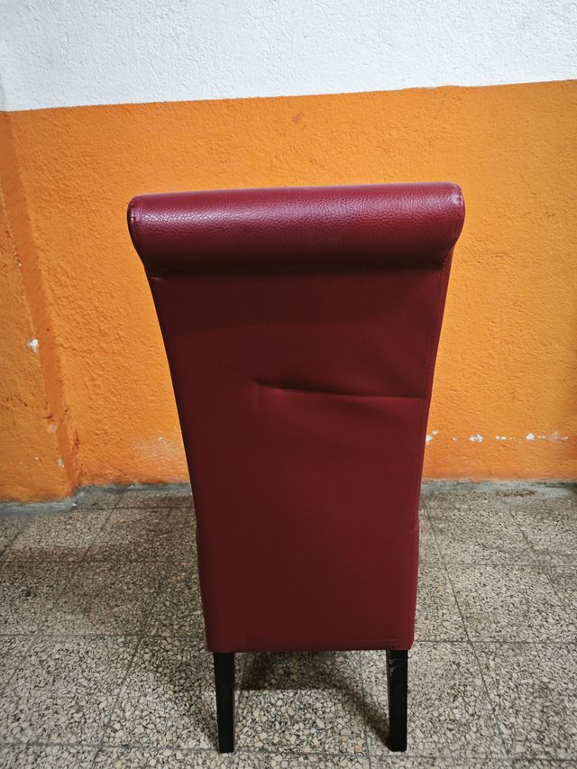 Juego 6 sillas cuero granate comedor
