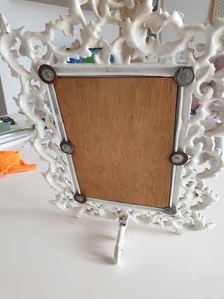 Espejo vintage de mesa de hierro blanco