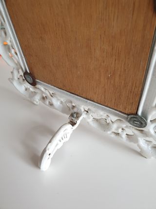Espejo vintage de mesa de hierro blanco