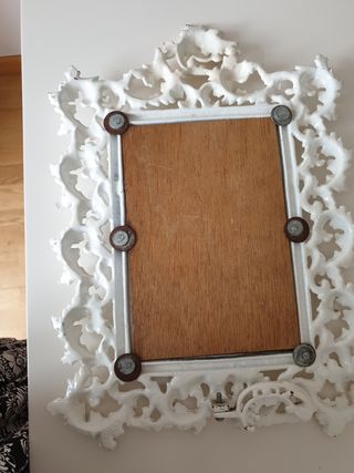 Espejo vintage de mesa de hierro blanco