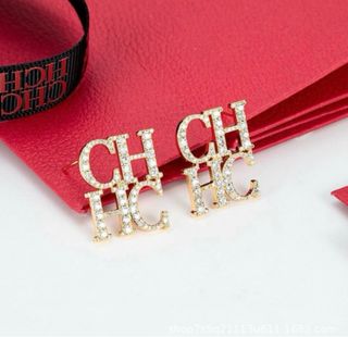 Pendientes CH Carolina Herrera Dorados Brillantes 
