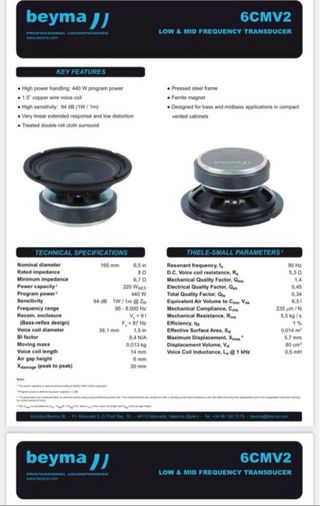 2 Altavoces Beyma 6CMV2 - Nuevos