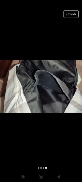 Zaino scuola a righe grigio e bianco