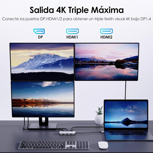 Estación Acoplamiento WAVLINK USB-C 4 Monitores