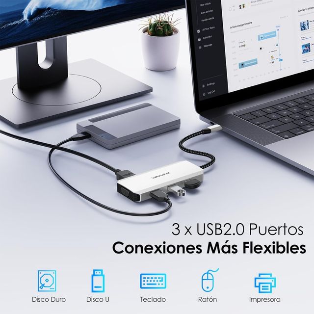 Estación Acoplamiento WAVLINK USB-C 4 Monitores