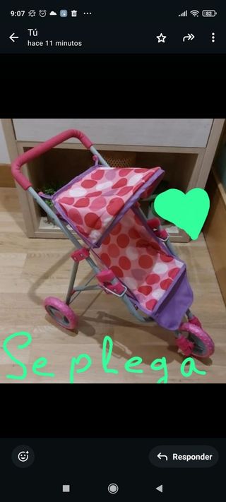 Carrito de muñecas rosa lunares