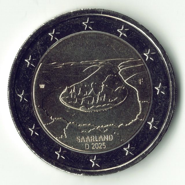 Lote 5 moedas 2 euros Alemanha 2025 Sarre