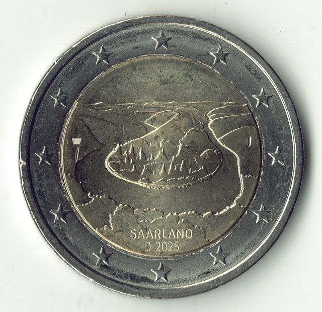 Lote 5 moedas 2 euros Alemanha 2025 Sarre