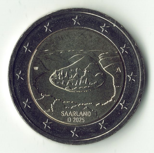 Lote 5 moedas 2 euros Alemanha 2025 Sarre