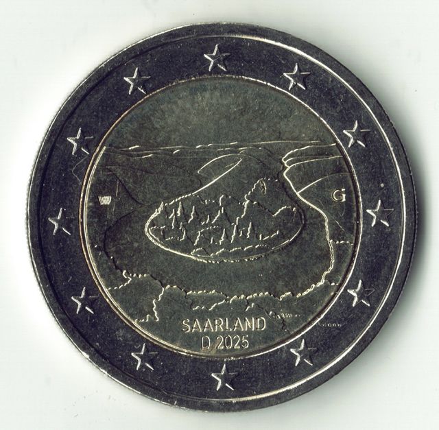 Lote 5 moedas 2 euros Alemanha 2025 Sarre