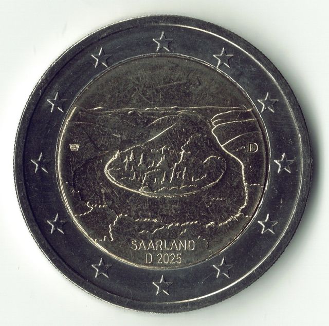 Lote 5 moedas 2 euros Alemanha 2025 Sarre