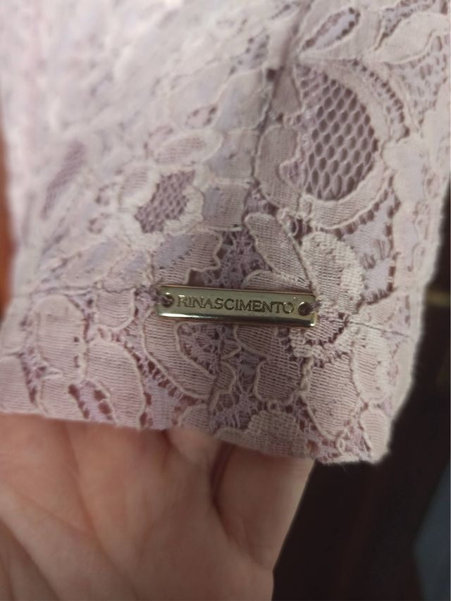 Tubino pizzo Rinascimento rosa cipria