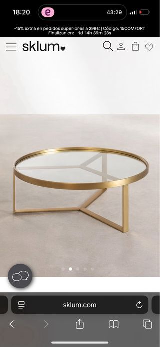 Mesa de centro Sklum cristal y metal