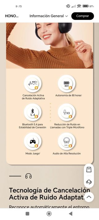 Cascos inhalambricos  Honor Choice pro